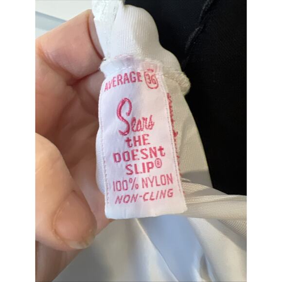 Vtg 60s Sears “Doesn’t Slip” Slip White Lace Boat And Trim 36 Average - Picture 6 of 8